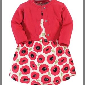 Touched by Nature Red Poppy A-Line Dress and Cardigan